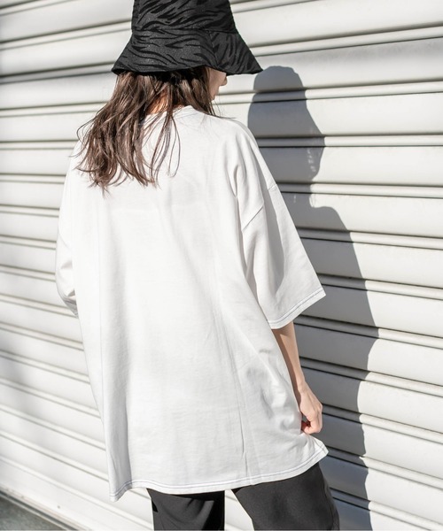 RASVOA（ラスボア）の「ハングル配色ステッチＴシャツ（Tシャツ/カットソー・レディース・オフホワイト/ブラック・FREE）」の13枚目の写真