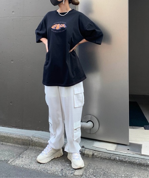 RASVOA（ラスボア）の「ハングル配色ステッチＴシャツ（Tシャツ/カットソー・レディース・オフホワイト/ブラック・FREE）」の20枚目の写真