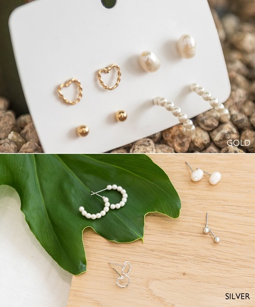 UNE MANSION（ユヌマンション）の「デイリーハート真珠ピアスセット（ピアス（両耳用）・レディース・シルバー/ゴールド・ONE SIZE）」の16枚目の写真