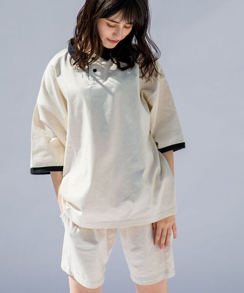 SHIPS（シップス）の「【WEB限定】SHIPS: Roots ビッグシルエット ピグメント加工 バイカラー ポロシャツ（ポロシャツ・メンズ・ネイビー/ブラック/オフホワイト・MEDIUM/LARGE）」の2枚目の写真