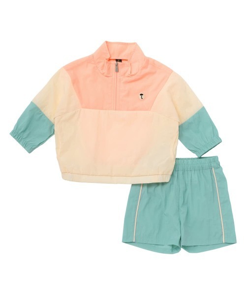 moimoln（モイモルン）の「【セットアップ】カラーブロックナイロンジャケット＆パンツ上下セット（ナイロンジャケット・キッズ・アクア/イエロー/オレンジ系その他・110cm/120cm/100cm/90cm/130cm）」の2枚目の写真