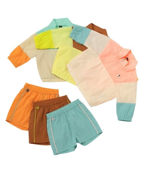 moimoln（モイモルン）の「【セットアップ】カラーブロックナイロンジャケット＆パンツ上下セット（ナイロンジャケット・キッズ・アクア/イエロー/オレンジ系その他・110cm/120cm/100cm/90cm/130cm）」の8枚目の写真