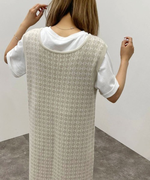 apres jour mignon（アプレジュールミニョン）の「ジャガードニットジレ 【ZOZOTOWN限定アイテム】（その他トップス・レディース・アイボリー/ブラック/オレンジ・X-LARGE/フリー）」の7枚目の写真