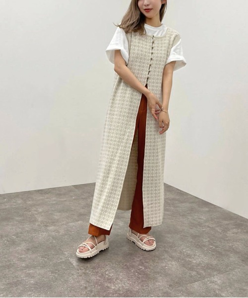 apres jour mignon（アプレジュールミニョン）の「ジャガードニットジレ 【ZOZOTOWN限定アイテム】（その他トップス・レディース・アイボリー/ブラック/オレンジ・X-LARGE/フリー）」の22枚目の写真