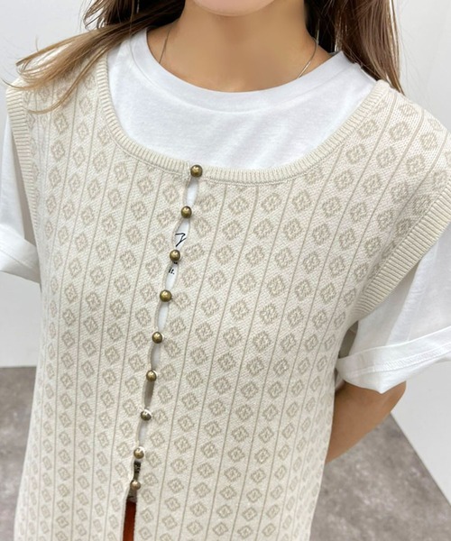 apres jour mignon（アプレジュールミニョン）の「ジャガードニットジレ 【ZOZOTOWN限定アイテム】（その他トップス・レディース・アイボリー/ブラック/オレンジ・X-LARGE/フリー）」の15枚目の写真