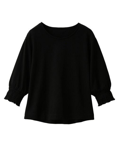 RANAN(ラナン)の「コットン100%袖シャーリング5分袖カットソー(Tシャツ/カットソー・レディース・オフホワイト/ブラック/ミント/ピンク・3L/M/L/LL)」の15枚目の写真