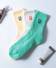 UNIVERSAL OVERALL | 【UNIVERSAL OVERALL】メンズ ワンポイントサイドロゴ 3P クォーターソックス LU-316 LU-317 LU-328 LU-329 LU-330(LU-339 LU-340 LU-348 LU-349 LU-350)(ソックス/靴下)