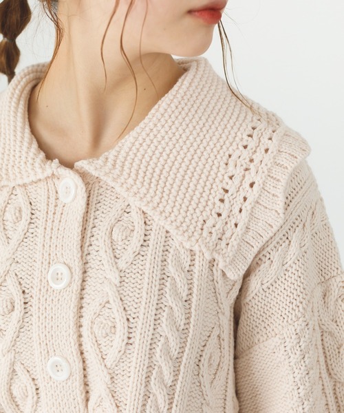 SLURR（スラ―）の「衿つきニットカーディガン（カーディガン/ボレロ・レディース・アイボリー/モカ/ブルー系その他7・FREE）」の2枚目の写真