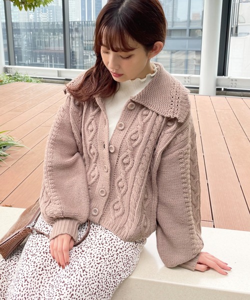 SLURR（スラ―）の「衿つきニットカーディガン（カーディガン/ボレロ・レディース・アイボリー/モカ/ブルー系その他7・FREE）」の3枚目の写真