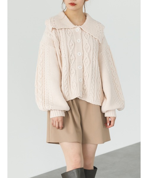 SLURR（スラ―）の「衿つきニットカーディガン（カーディガン/ボレロ・レディース・アイボリー/モカ/ブルー系その他7・FREE）」の4枚目の写真