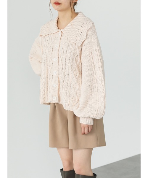 SLURR（スラ―）の「衿つきニットカーディガン（カーディガン/ボレロ・レディース・アイボリー/モカ/ブルー系その他7・FREE）」の5枚目の写真