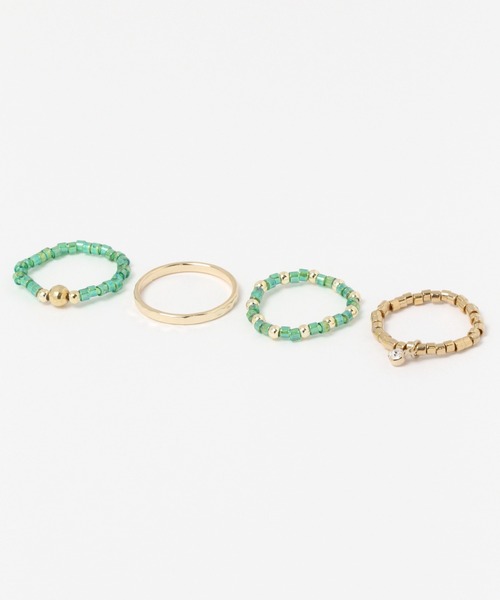 niko and...（ニコアンド）の「ビーズ4セットリング（リング・レディース・ホワイト/ブラック/オレンジ/グリーン・0）」の3枚目の写真