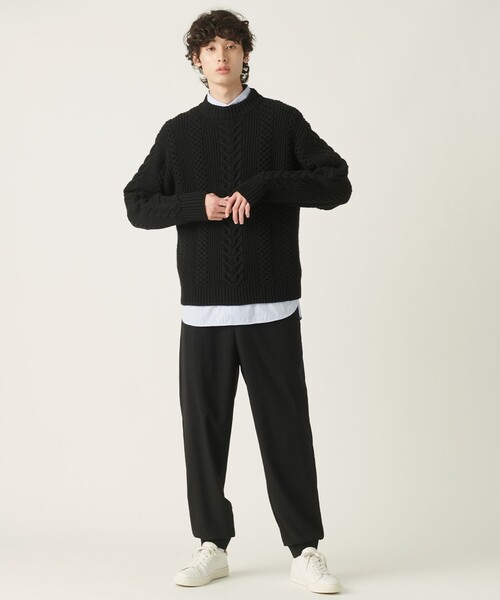 JOSEPH STUDIO（ジョゼフストゥディオ）の「ミクスチャーケーブルニット（ニット/セーター・メンズ・ブラック系/スモーキーグリーン系・MEDIUM/LARGE）」の10枚目の写真