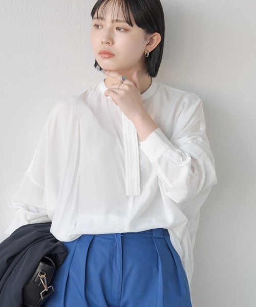 Aunt Marie's（アントマリーズ）の「オーバーシルエットバンドカラーシャツ（シャツ/ブラウス・レディース・ホワイト/ブラウン/ブラック・FREE）」の17枚目の写真