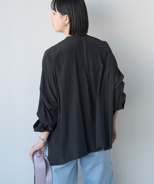 Aunt Marie's（アントマリーズ）の「オーバーシルエットバンドカラーシャツ（シャツ/ブラウス・レディース・ホワイト/ブラウン/ブラック・FREE）」の9枚目の写真