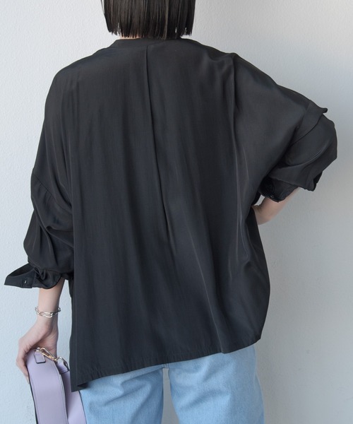 Aunt Marie's（アントマリーズ）の「オーバーシルエットバンドカラーシャツ（シャツ/ブラウス・レディース・ホワイト/ブラウン/ブラック・FREE）」の10枚目の写真