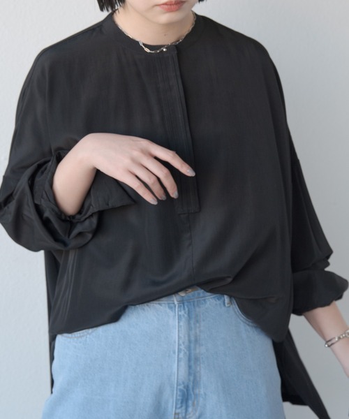 Aunt Marie's（アントマリーズ）の「オーバーシルエットバンドカラーシャツ（シャツ/ブラウス・レディース・ホワイト/ブラウン/ブラック・FREE）」の11枚目の写真