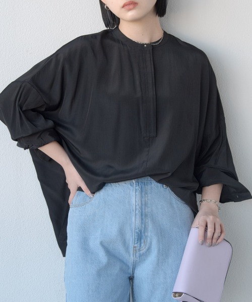 Aunt Marie's（アントマリーズ）の「オーバーシルエットバンドカラーシャツ（シャツ/ブラウス・レディース・ホワイト/ブラウン/ブラック・FREE）」の13枚目の写真