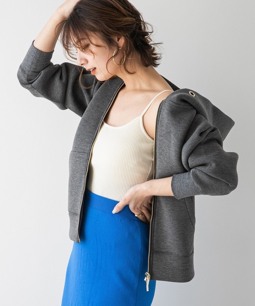 rectangle(レクタングル)の「ボンディングダブルジップパーカー(パーカー・レディース・ブラック/ベージュ/ネイビー/グレー/カーキ/ブルー・MEDIUM/LARGE)」の4枚目の写真