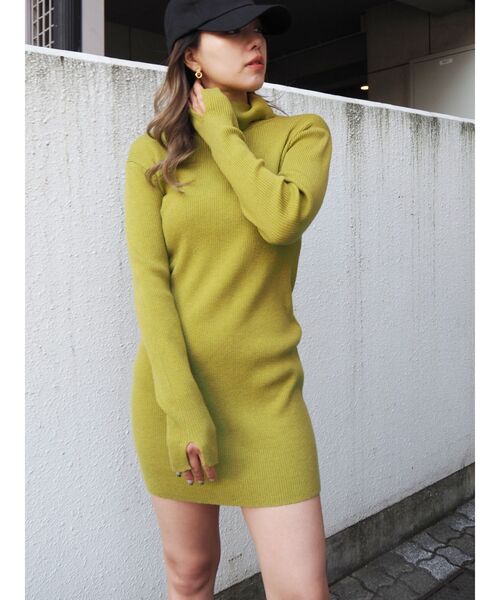 EVRIS（エヴリス）の「BASICリブタートルニットワンピース（ワンピース・レディース・ブラック/パープル/ブラウン/グリーン・FREE）」の5枚目の写真