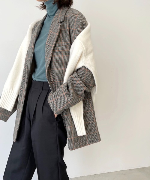 CANAL JEAN(キャナルジーン)の「RED CHOP WORKS(レッドチョップワークス) ウールチェックジャケット(テーラードジャケット・レディース・ブラウン・38)」の4枚目の写真
