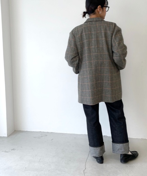 CANAL JEAN(キャナルジーン)の「RED CHOP WORKS(レッドチョップワークス) ウールチェックジャケット(テーラードジャケット・レディース・ブラウン・38)」の7枚目の写真