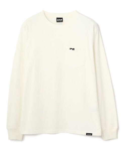 schott（ショット）の「Schott/ショット/LS ONE POINT POCKET T-SHIRT/ワンポイント ポケットTシャツ（Tシャツ/カットソー・メンズ・ブラック/ライム/ホワイト/パープル・MEDIUM/XX-LARGE/LARGE/X-LARGE）」の2枚目の写真