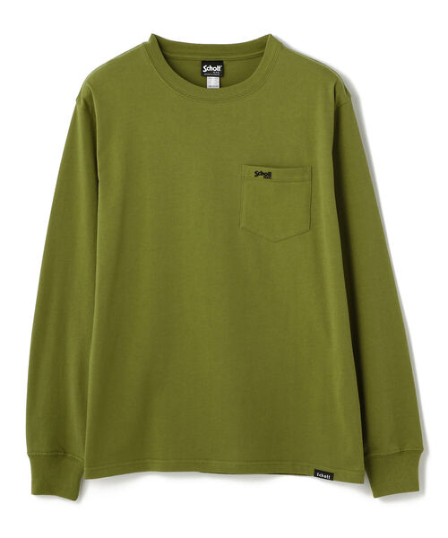 schott（ショット）の「Schott/ショット/LS ONE POINT POCKET T-SHIRT/ワンポイント ポケットTシャツ（Tシャツ/カットソー・メンズ・ブラック/ライム/ホワイト/パープル・MEDIUM/XX-LARGE/LARGE/X-LARGE）」の4枚目の写真