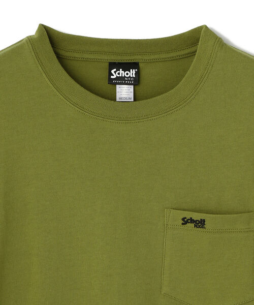 schott（ショット）の「Schott/ショット/LS ONE POINT POCKET T-SHIRT/ワンポイント ポケットTシャツ（Tシャツ/カットソー・メンズ・ブラック/ライム/ホワイト/パープル・MEDIUM/XX-LARGE/LARGE/X-LARGE）」の6枚目の写真