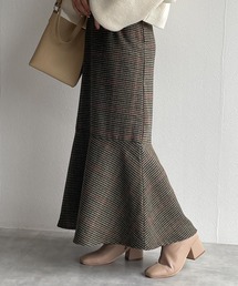 w closet | 【新色追加】起毛チェック切替マーメイドスカート(スカート)