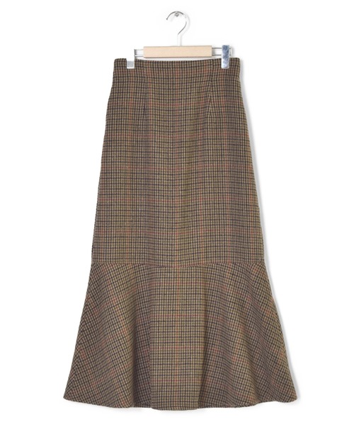 w closet（ダブルクローゼット）の「【新色追加】【SETUP対応】起毛チェック切替マーメイドスカート（スカート・レディース・カーキ/ブルー/ライトベージュ/グレー/ホワイト・FREE）」の16枚目の写真
