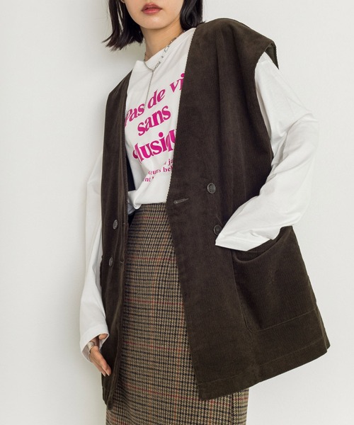 w closet（ダブルクローゼット）の「【新色追加】【SETUP対応】起毛チェック切替マーメイドスカート（スカート・レディース・カーキ/ブルー/ライトベージュ/グレー/ホワイト・FREE）」の13枚目の写真