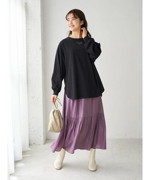 earth music&ecology（アースミュージックアンドエコロジー）の「The small step ロンT ＊（Tシャツ/カットソー・レディース・ブラック/オフホワイト・FREE）」の8枚目の写真