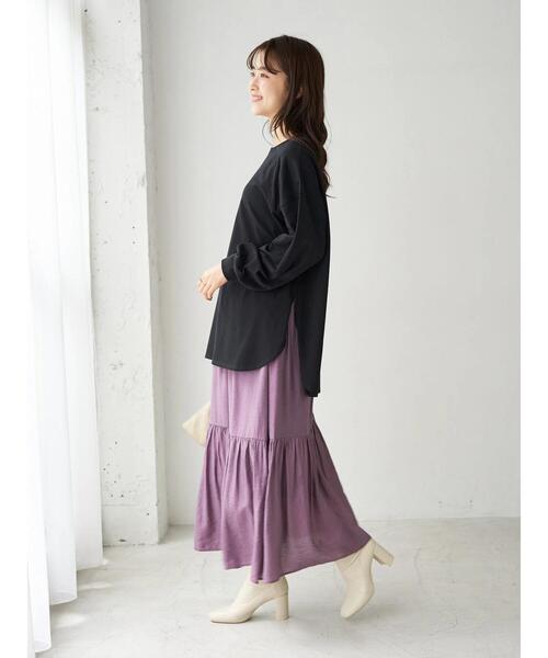 earth music&ecology（アースミュージックアンドエコロジー）の「The small step ロンT ＊（Tシャツ/カットソー・レディース・ブラック/オフホワイト・FREE）」の3枚目の写真