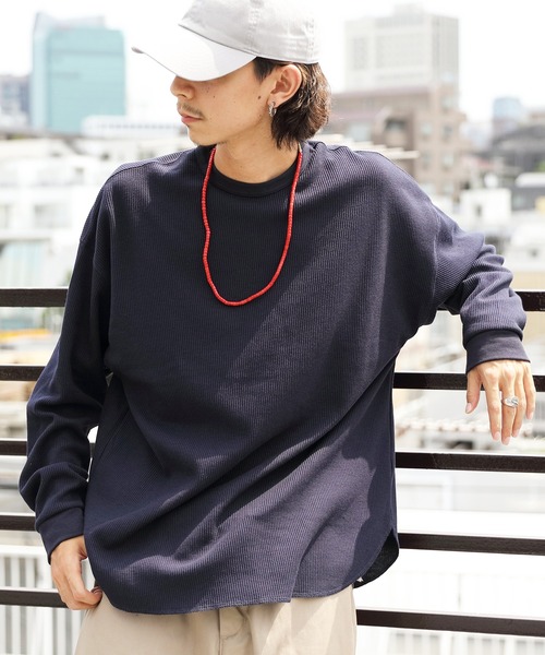 8(eight)(エイト)の「ビッグワッフルTシャツ(Tシャツ/カットソー・メンズ・ブラック/ブラウン/オフホワイト/グレイッシュベージュ/ネイビー/グレー/ダークグレー・SMALL/LARGE/X-LARGE/MEDIUM)」の7枚目の写真