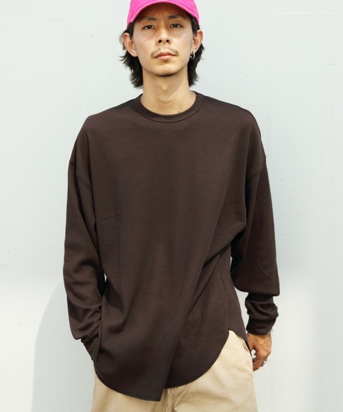 8(eight)(エイト)の「ビッグワッフルTシャツ(Tシャツ/カットソー・メンズ・ブラック/ブラウン/オフホワイト/グレイッシュベージュ/ネイビー/グレー/ダークグレー・SMALL/LARGE/X-LARGE/MEDIUM)」の1枚目の写真