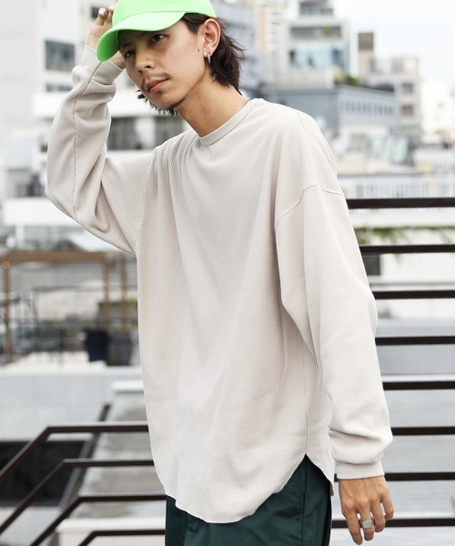 8(eight)(エイト)の「ビッグワッフルTシャツ(Tシャツ/カットソー・メンズ・ブラック/ブラウン/オフホワイト/グレイッシュベージュ/ネイビー/グレー/ダークグレー・SMALL/LARGE/X-LARGE/MEDIUM)」の6枚目の写真