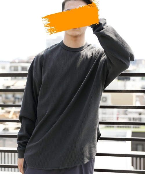 8(eight)(エイト)の「ビッグワッフルTシャツ(Tシャツ/カットソー・メンズ・ブラック/ブラウン/オフホワイト/グレイッシュベージュ/ネイビー/グレー/ダークグレー・SMALL/LARGE/X-LARGE/MEDIUM)」の5枚目の写真