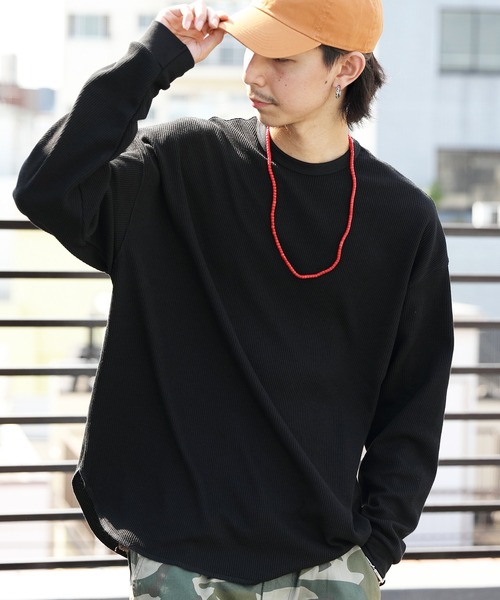 8(eight)(エイト)の「ビッグワッフルTシャツ(Tシャツ/カットソー・メンズ・ブラック/ブラウン/オフホワイト/グレイッシュベージュ/ネイビー/グレー/ダークグレー・SMALL/LARGE/X-LARGE/MEDIUM)」の3枚目の写真