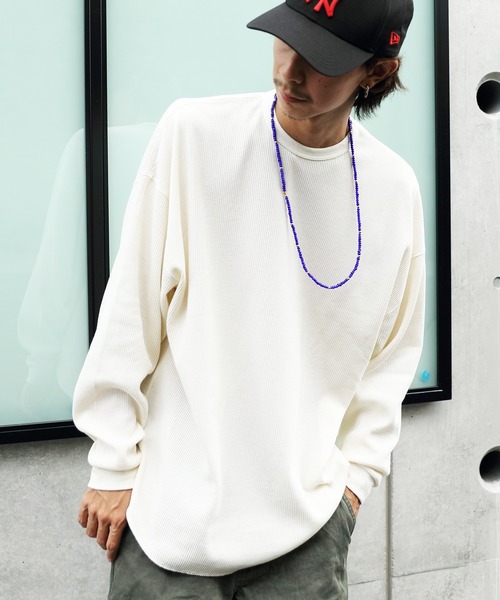 8(eight)(エイト)の「ビッグワッフルTシャツ(Tシャツ/カットソー・メンズ・ブラック/ブラウン/オフホワイト/グレイッシュベージュ/ネイビー/グレー/ダークグレー・SMALL/LARGE/X-LARGE/MEDIUM)」の11枚目の写真