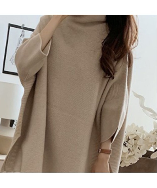 MAISON BREEZE（メゾンブリーズ）の「【MAISON BREEZE】オーバーハイネックサイドリブニット SCCHE31（ニット/セーター・レディース・グレー/ベージュ・FREE）」の11枚目の写真