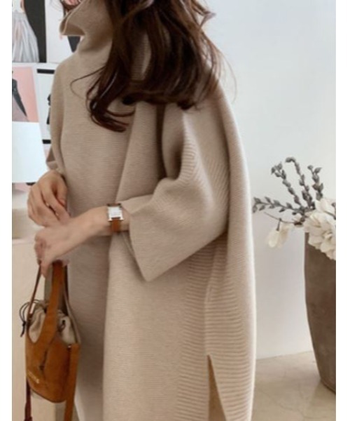 MAISON BREEZE（メゾンブリーズ）の「【MAISON BREEZE】オーバーハイネックサイドリブニット SCCHE31（ニット/セーター・レディース・グレー/ベージュ・FREE）」の15枚目の写真