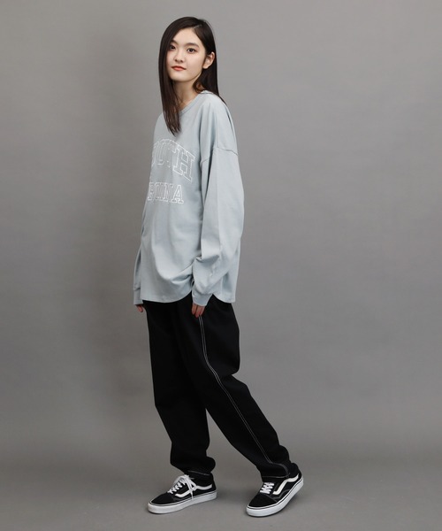 air tokyo sellection(エアートウキョウセレクション)の「【ユニセックスで着用可能】ビッグシルエット 天竺 刺繍 ロンT / ロングスリーブ Tシャツ(Tシャツ/カットソー・メンズ・ピンク/カーキ/ベージュ/サックスブルー/スミクロ・LARGE/MEDIUM)」の12枚目の写真