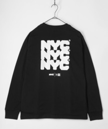 NEW ERA（ニューエラ）の「【NEW　ERA/ニューエラ】 NYC チャンキーロゴ バックプリント 長袖Tシャツ/ブラック（Tシャツ/カットソー・メンズ）」