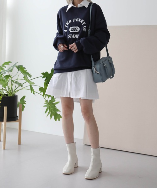 UNE MANSION（ユヌマンション）の「スクエアヒールアンクルブーツ（ブーツ・レディース・ブラック/アイボリー・25.0cm/24.0cm/23.0cm）」の5枚目の写真