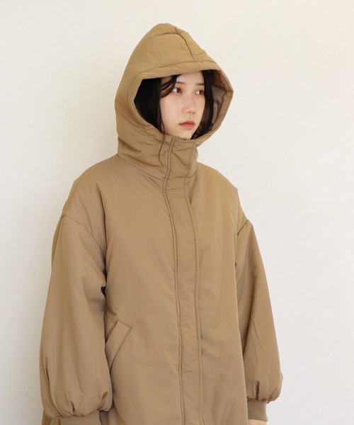 Monocoro toppi(モノコロトッピ)の「ミドル丈 ドローコード フード付き モッズコート(モッズコート・レディース・ブラック/アイボリー/カーキ/ベージュ・M)」の13枚目の写真