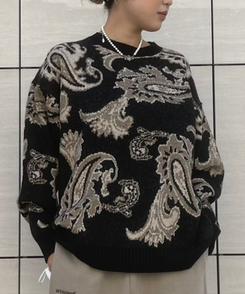 A4A（エーフォーエー）の「A4A/エーフォーエー/ペイズリーニット（ニット/セーター・レディース・ベージュ/ブラック・FREE）」の11枚目の写真