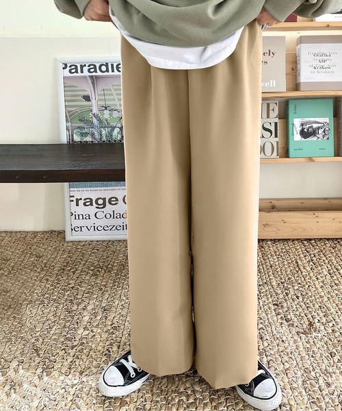 me+em select(ミームセレクト)の「【 6色展開 】ボンディングカラーワイドパンツ【数量限定販売】(スラックス・レディース・レッド/ブラウン/ベージュ/ブラック/カーキ/イエロー・FREE)」の18枚目の写真