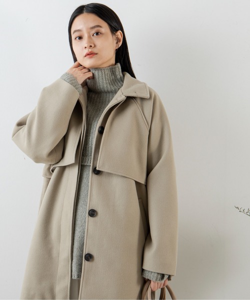 ANGIE（アンジー）の「ウールライクスタンドカラーコート（ステンカラーコート・レディース・ブラック/オリーブ/アイボリー/ダークベージュ・FREE）」の17枚目の写真