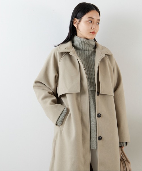 ANGIE（アンジー）の「ウールライクスタンドカラーコート（ステンカラーコート・レディース・ブラック/オリーブ/アイボリー/ダークベージュ・FREE）」の18枚目の写真